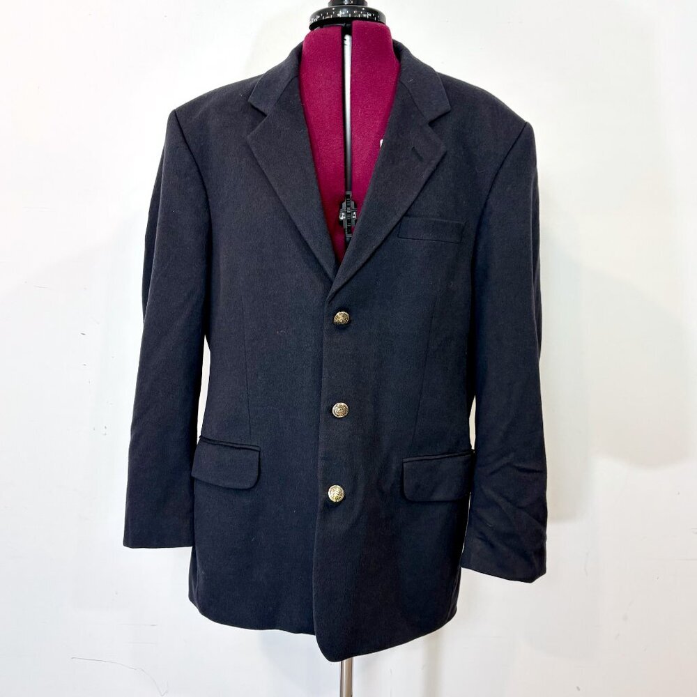 Bruno Saint Hilaire Wool Mens Navy Sport Coat Blazer Jacket Vintage Size 44R